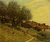 A Hillside Village in Provence by Henry Herbert La Thangue
